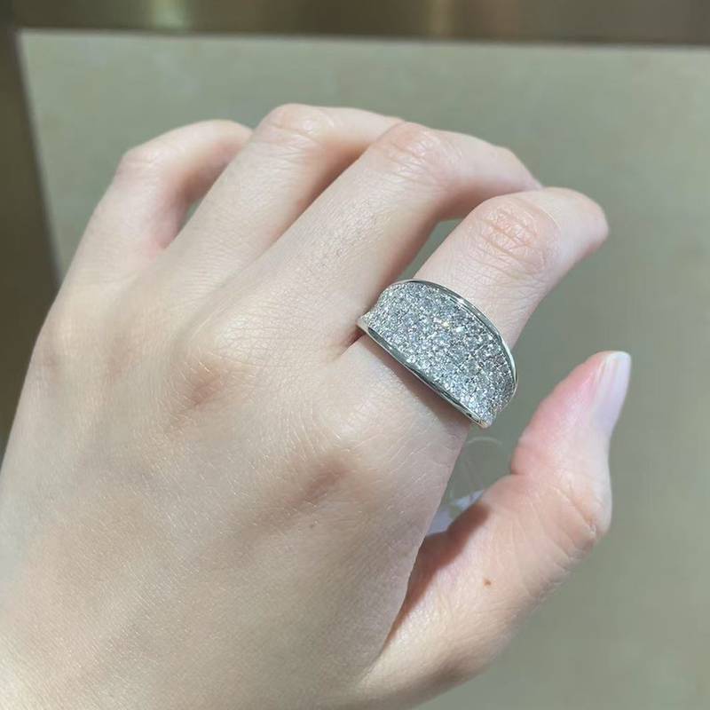 Affordable Luxury满钻排戒S925银镀白金Men's Ring定制选款副石Moissanite1.68ct
